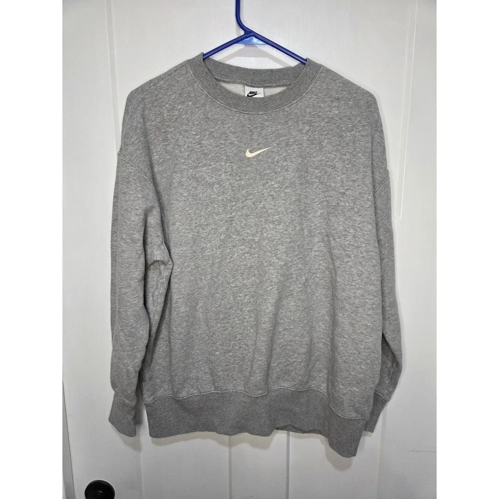 Nike Sportswear‎ Essential Fleece Crewneck Sweatshirt Heather Grey Small Swoosh